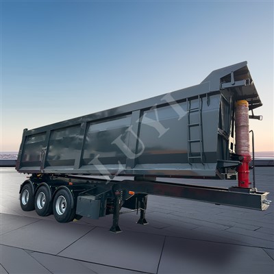 3 অ্যাক্সেল কালো আয়তক্ষেত্রাকার রিয়ার টিপিং ডাম্প সেমি ট্রেলার